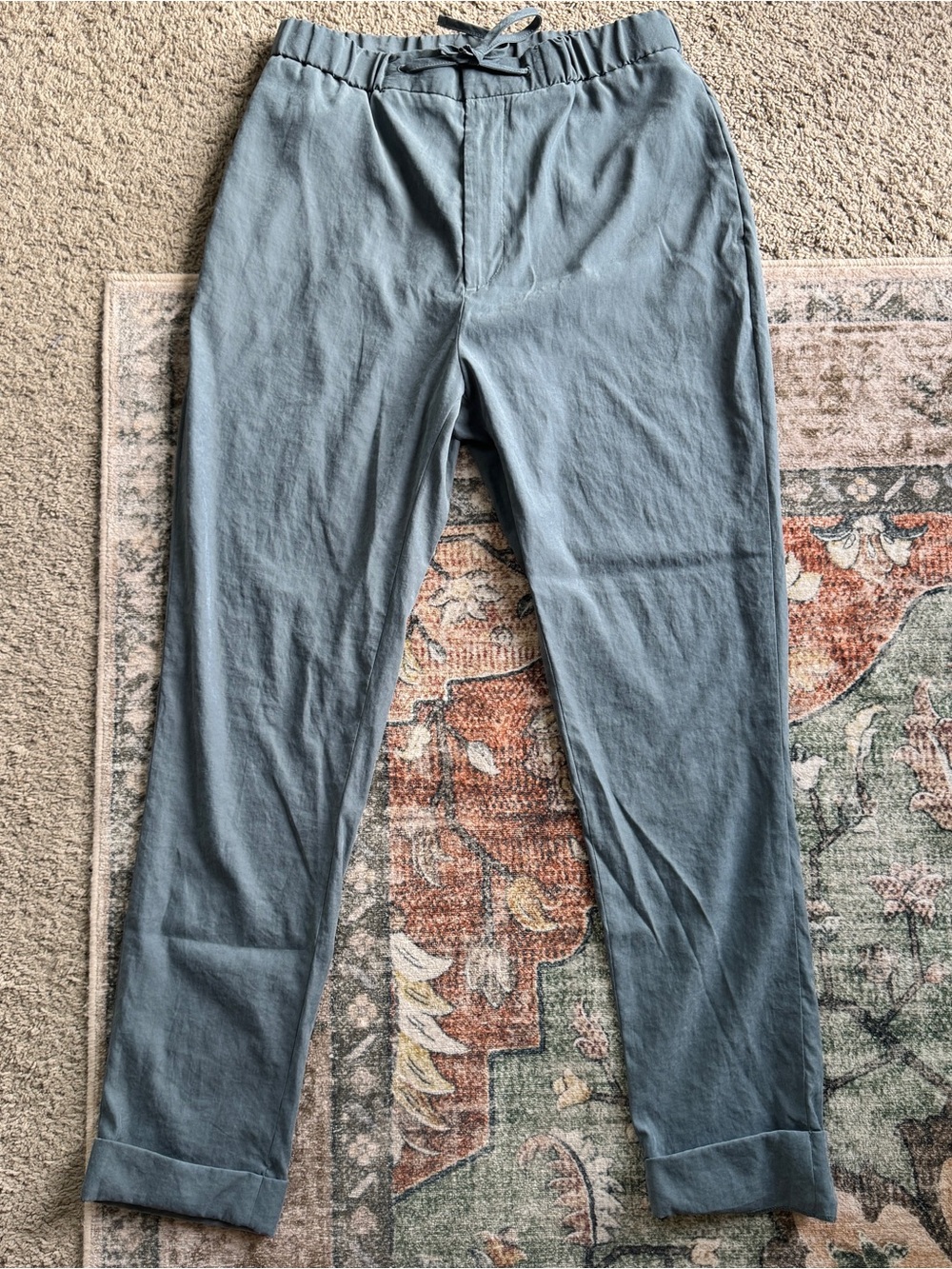 ASOS Mens Gray Satin Look Tapered Drawstring Trousers Pants W34 L32